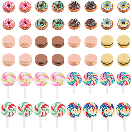 60Pcs 12 Style Opaque Resin Imitation Food Cabochons DIY-SP0003-75-1