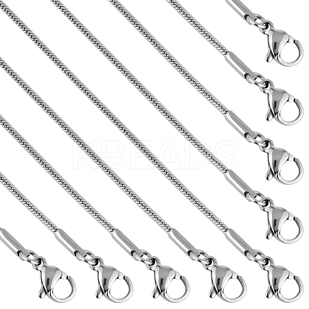 SUNNYCLUE 12Pcs 304 Stainless Steel Round Snake Chain Necklaces NJEW-SC0001-05-1