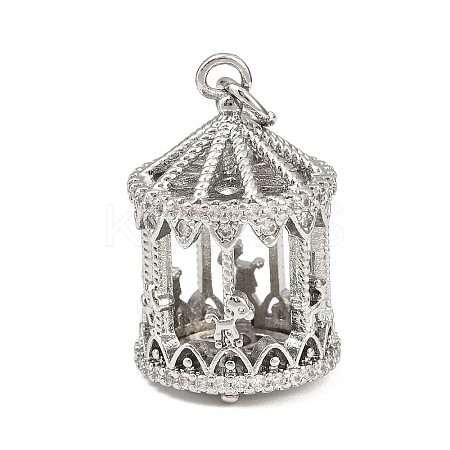 Brass Micro Pave Clear Cubic Zirconia Clear Locket Pendants KK-H524-09P-1