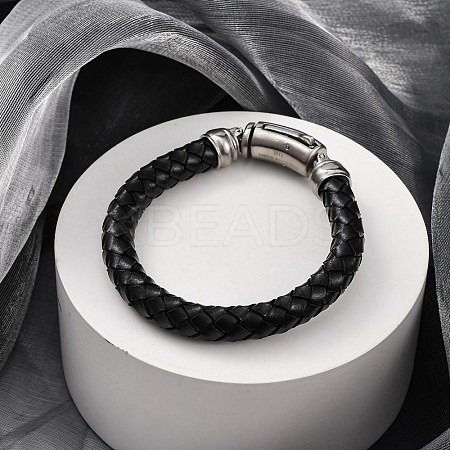 Leather Braided Cord Bracelets AJEW-Q003-01A-1