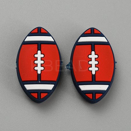 Rugby Food Grade Eco-Friendly Silicone Focal Beads SIL-WH0013-52B-1
