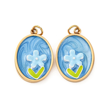 304 Stainless Steel Enamel Pendants STAS-U061-43G-02-1
