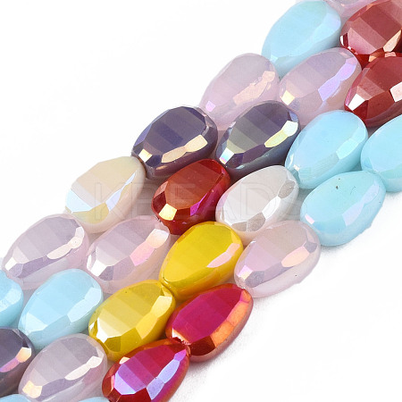 Electroplate Opaque Glass Beads Strands EGLA-S174-29-1