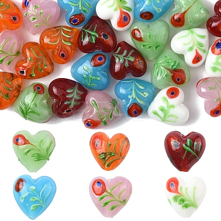 24Pcs 6 Colors Handmade Bumpy Millefiori Glass Beads LAMP-FS0001-39-1