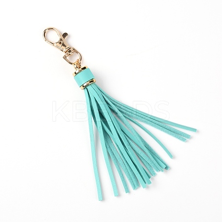 Imitation Leather with Light Gold Alloy Clasps Tassel Big Pendants Decorations AJEW-WH0223-28A-01-1