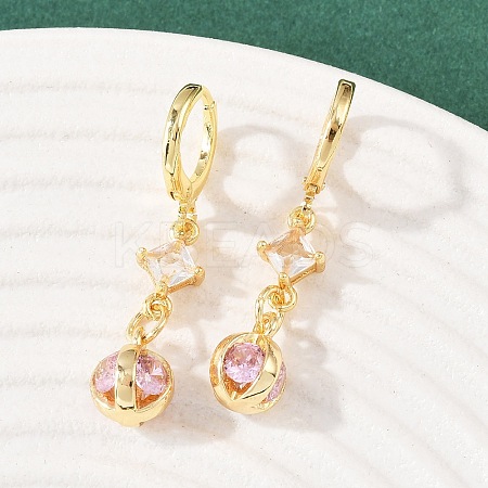 Brass Micro Pave Cubic Zirconia Star Hoop Earrings EJEW-B154-03G-1