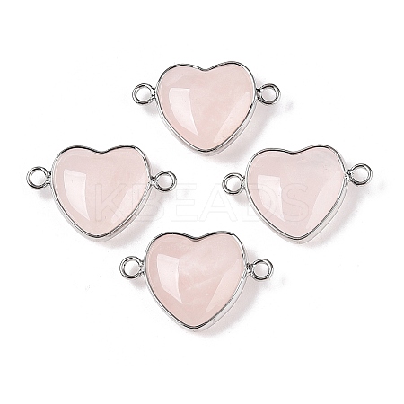 Natural Rose Quartz Love Heart Pendants G-T138-205H-P-1