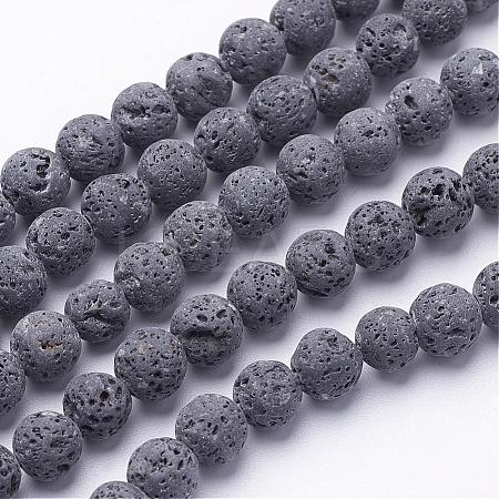 Unwaxed Natural Lava Rock Bead Strands G-F309-10mm-1