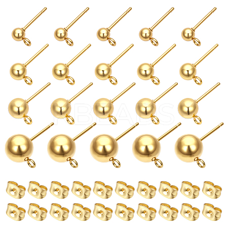 60Pcs 4 Styles 304 Stainless Steel Stud Earring Findings STAS-NB0001-99-1
