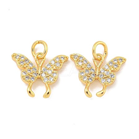Brass Micro Pave Clear Cubic Zirconia Pendants KK-P275-35G-1