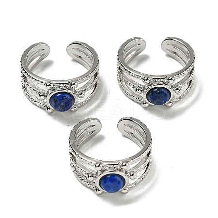 Natural Lapis Lazuli Adjustable Rings RJEW-K269-10P-08-1
