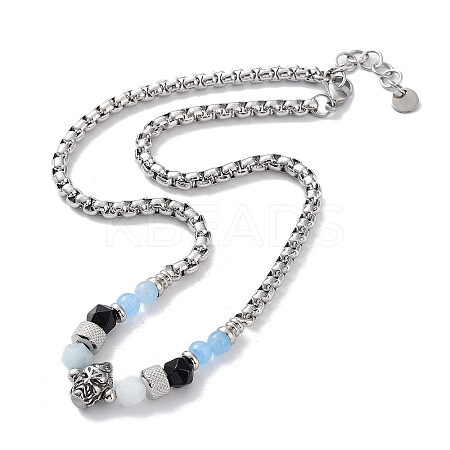 Natural Mixed  Gemstone with 201 Stainless Steel Necklaces NJEW-Q334-01C-1