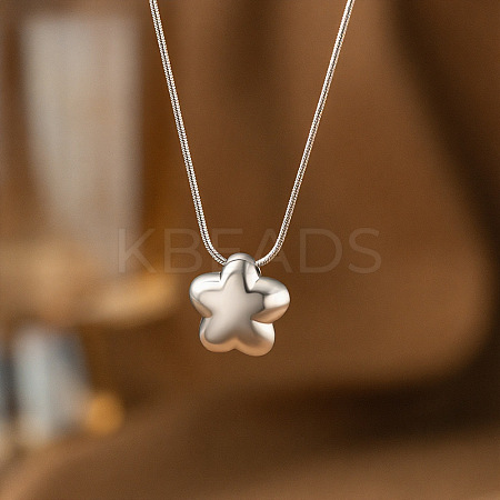 304 Stainless Steel Star Pendant Round Snake Chain Necklaces for Women WG91E03-02-1