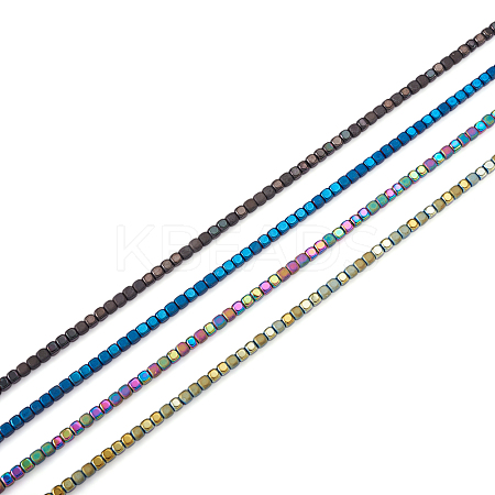 4 Strands 4 Colors PVD Vacuum Plating Electroplate Non-magnetic Synthetic Hematite Bead Strands G-FW0001-16-1