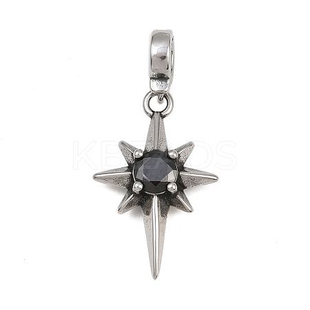 Star 316 Surgical Stainless Steel Cubic Zirconia Pendant Decoration STAS-Z165-16AS-A01-1