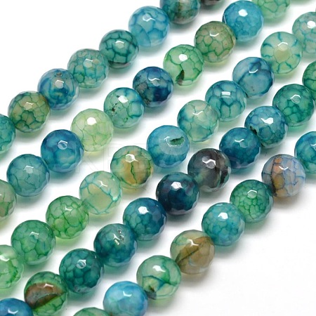 Dyed Natural Agate Faceted Round Beads Strands X-G-E268-18-1