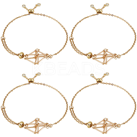 6Pcs Adjustable Brass Macrame Pouch Bracelet Making for Stone Holder AJEW-SC0003-69G-1