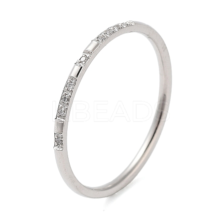 304 Stainless Steel Micro Pave Clear Cubic Zirconia Finger Rings RJEW-B068-01C-P-1