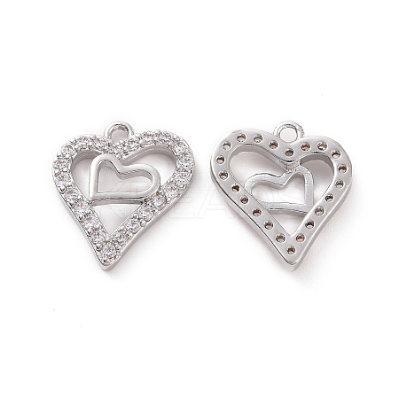 Brass Micro Pave Clear Cubic Zirconia Charms KK-E068-VF187-1