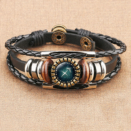 12 Constellations PU Leather Multi-strand Bracelets WGFD09F-09-1