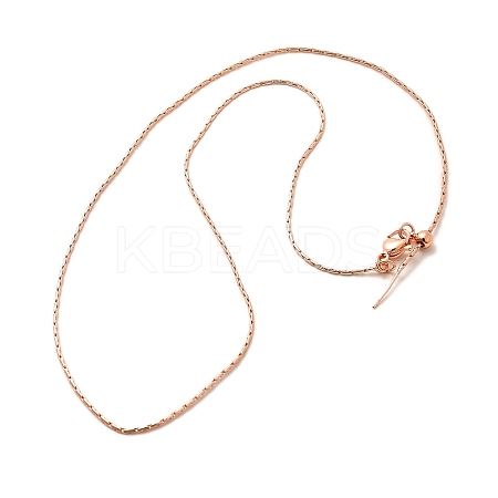 1mm Rack Plating Brass Boston Link Chain Adjustable Slider Necklaces for Women Men MAK-L044-37RG-1