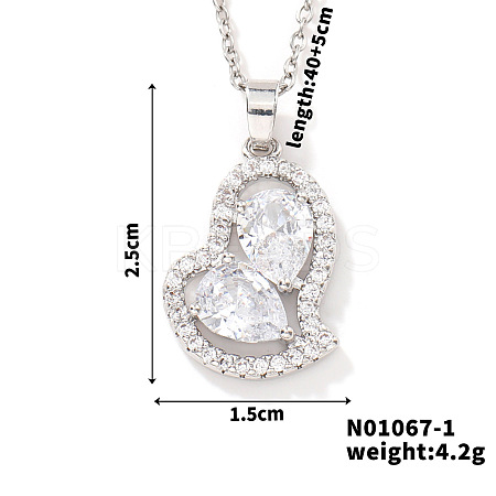 Elegant and Unique Style Brass & Glass Lock Collar Heart Pendant Necklaces for Women FN1868-1-1
