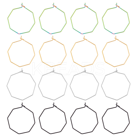 50Pcs 5 Colors Ion Plating(IP) 316 Stainless Steel Hoop Earrings Findings STAS-DC0003-93-1