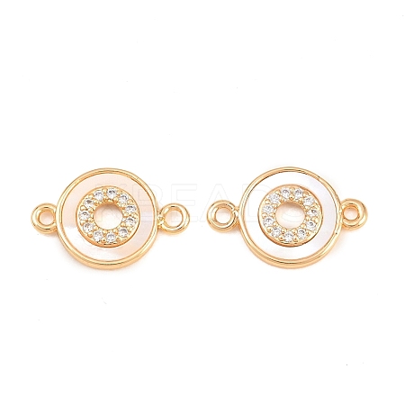Brass Micro Pave Clear Cubic Zirconia and Natural Shell Links KK-L274-02G-1