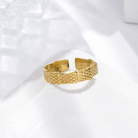Trapezoid 304 Stainless Steel Open Cuff Rings for Women RJEW-M019-15G-1