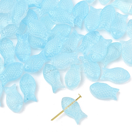 50Pcs Transparent Spray Painted Glass Beads GLAA-FS0002-06E-1