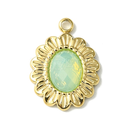 Ion Plating(IP) Real 14K Gold Plated 304 Stainless Steel with Glass Pendant FIND-Z028-30F-1