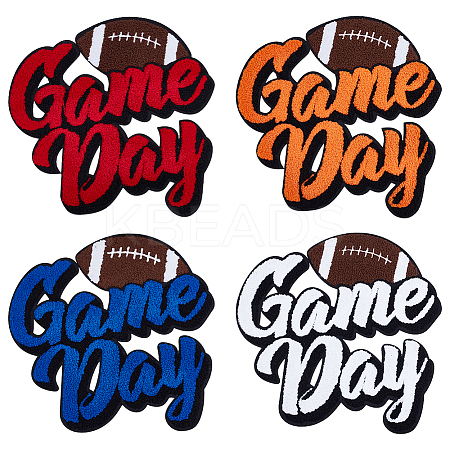 4Pcs 4 Colors Polyester Iron on/Sew On Patches PATC-FG0002-59-1