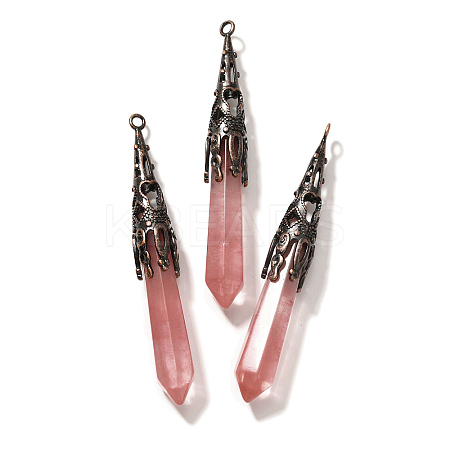 Cherry Quartz Glass Pointed Big Pendants LS-G-P560-02R-07-1