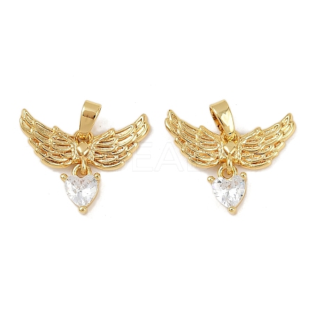 Brass Micro Pave Cubic Zirconia Pendants KK-F908-02G-01-1