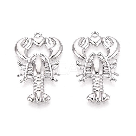 304 Stainless Steel Lobster with Heart Pendants STAS-T067-26P-1