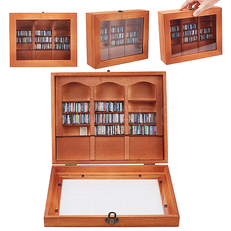 Wood Bookshelf with Books Mini Model DJEW-WH0596-027-1