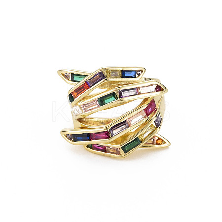 Hug Hand Fingers Cubic Zirconia Cuff Ring RJEW-T016-35G-01-1