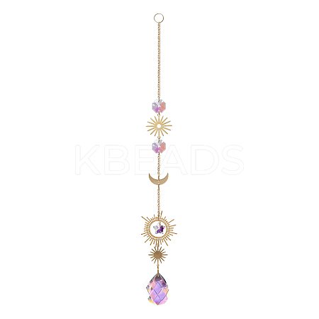 Cone Glass Big Pendant Decorations DJEW-PW0017-10B-1