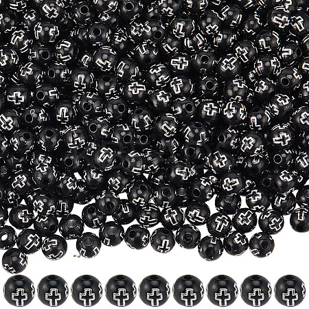 500Pcs Plating Acrylic Beads PACR-SP0001-09C-1