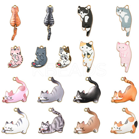 34Pcs 17 Styles Printed Alloy Pendants ENAM-YW0005-28-1