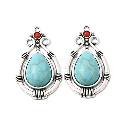 Tibetan Style Alloy & Acrylic Pendants FIND-B058-04AS-02-1