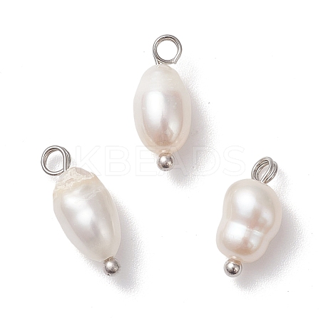 Natural Cultured Freshwater Pearl Rice Charms PALLOY-JF04643-02-1