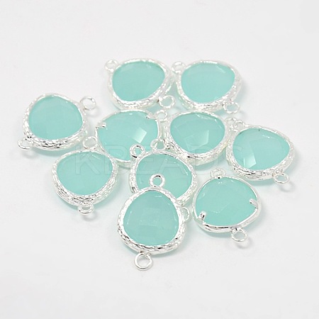 Silver Color Plated Brass Glass Links connectors LS-GLAA-J024-02S-1
