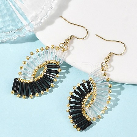 Glass Braided Beads Dangle Earrings EJEW-MZ00746-01-1