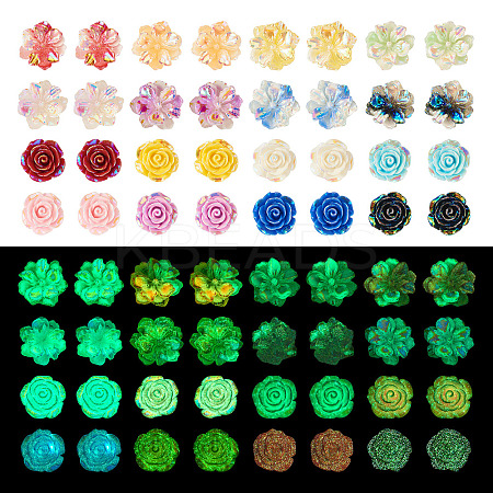 48Pcs 16 Styles Luminous Opaque Resin Cabochons RESI-TA0002-27-1