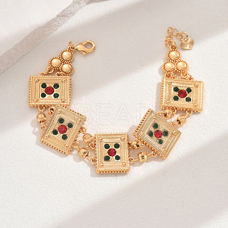 Vintage Brass Glass Hollow Link Bracelets for Women QG3110-9-1