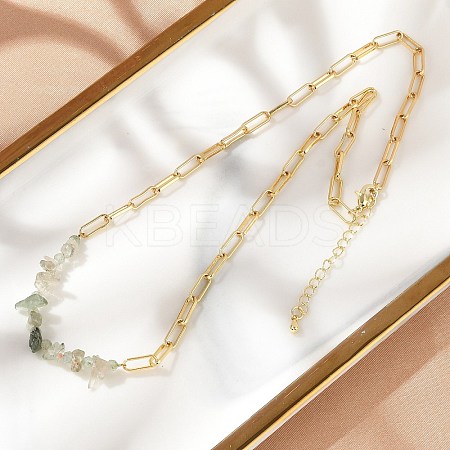 Natural Prehnite Chip Beaded Necklaces NJEW-C070-04G-04-1