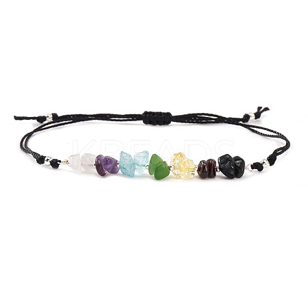 Natural Mixed Gemstone Chips & Brass Beads Link Bracelets CL3934-5-1