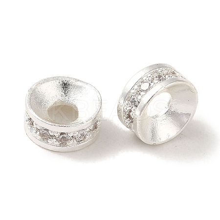 Rack Plating Brass Pave Clear Cubic Zirconia Spacer Beads KK-M285-15S-1