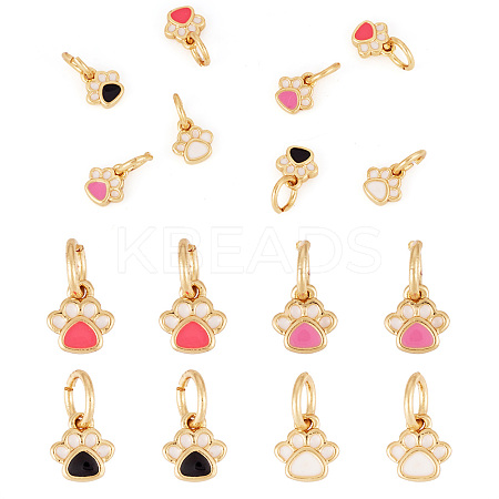 8Pcs 4 Colors Real 18K Gold Plated Brass Enamel Charms KK-TA0001-74-1
